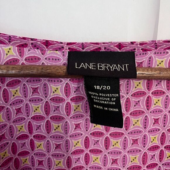 Lane Bryant Women's Blouse Tunic Semi Sheer Size 18/20 Mixed Print Pink Colorful - Picture 6 of 8